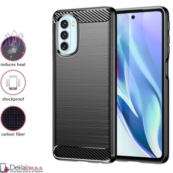 Carbon guminis dėklas - juodas (telefonui Motorola Moto G51)
